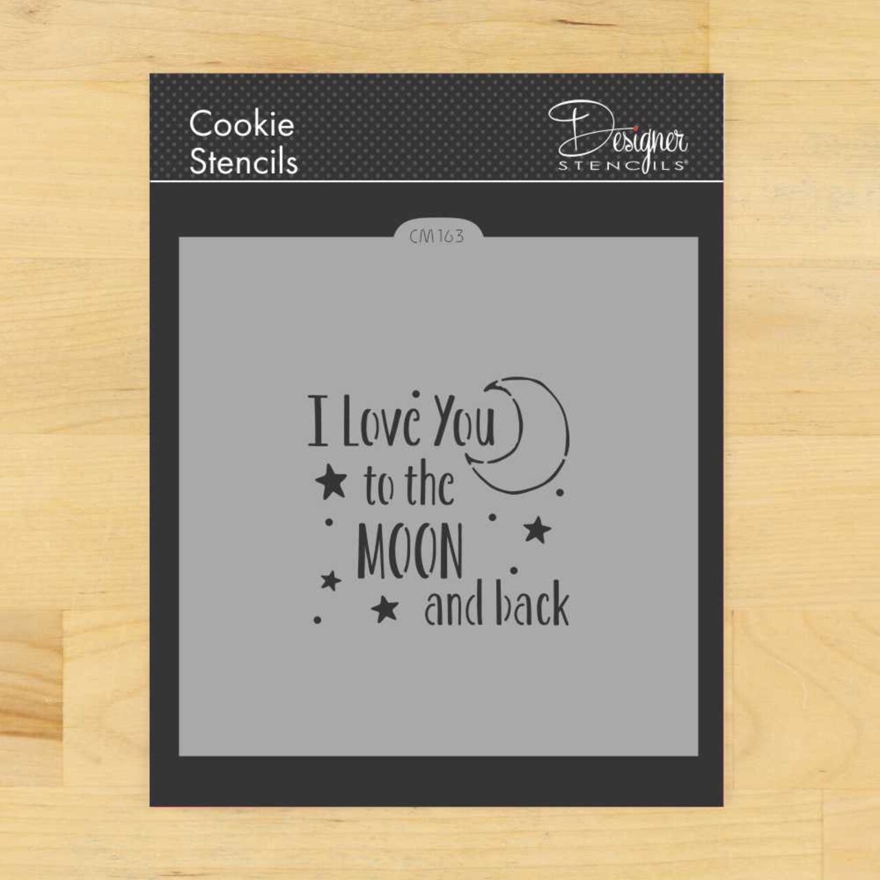 I Love You to The Moon and Back Cookie & Craft Stencil | CM163 by Designer Stencils | Cookie Decorating Tools | Baking Stencils for Royal Icing, Airbrush, Dusting Powder | Craft Stencils for Canvas, Paper, Wood | Reusable Food Grade Stencil